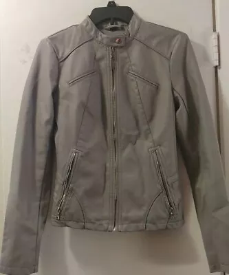 Buy Guess Women's Faux Leather Grey  Moto Jacket Size XS. P-T-P:17in • 21.22£