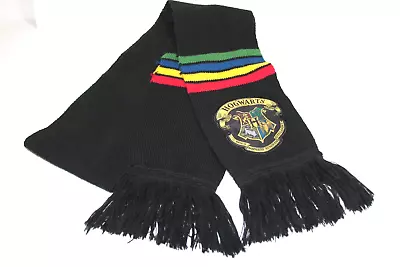 Buy Harry Potter Hogwarts House Crests Patch 4 Stripes Black Fringed Scarf  66 Inch • 9.64£