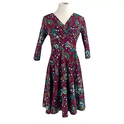 Buy Banned Apparel Dancing Days Purple Peacock Swing Dress Size Medium • 33.07£