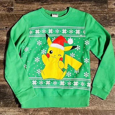 Buy Pokemon Pikachu Christmas Sweat Shirt Youth XL Extra Large Green - Ugly Sweater • 11.45£