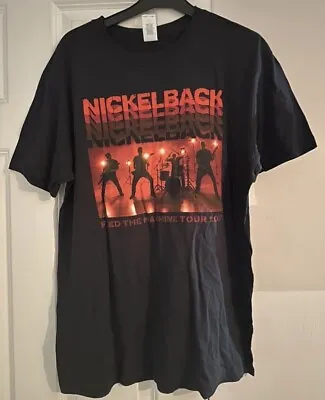 Buy Nickelback T Shirt Feed The Machine Tour Rock Band Merch Tee Size Large Black • 14.50£