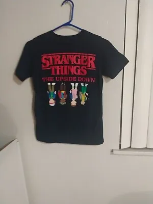 Buy Stranger Things Youth S/S The Upside Down T-shirt Navy Blue Sz L • 7.89£