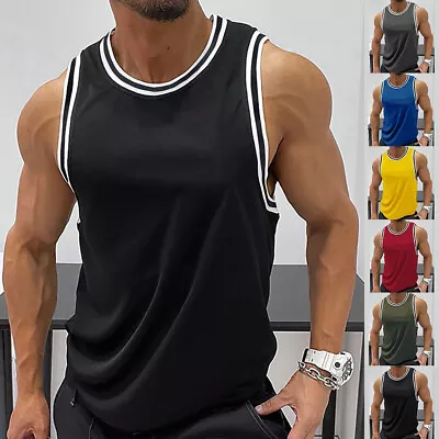 Buy Mens Muscle Gym Vest Racer Back Tank T-Shirt Vest Training Top Basketball Jersey • 9.99£