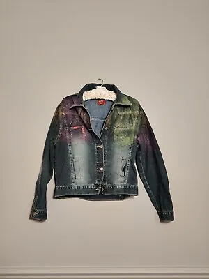 Buy Sz 12 L Miss Sixty Denim Jacket Oversized M Color Art Painted Vintage Designer  • 9.99£
