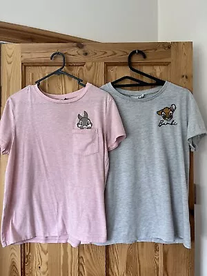 Buy 2 Disney T Shirts With Embroidery Character Detail Bambi & Thumper Size 12 & 14 • 5£