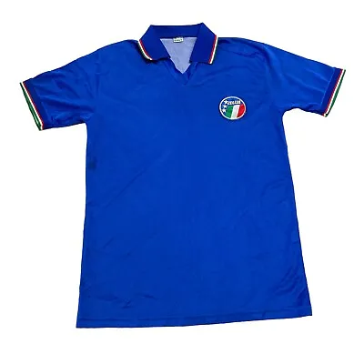 Buy Italy 1986-90 Diadora Home Shirt | Vintage Football Sportswear Blue Medium VTG • 72.75£