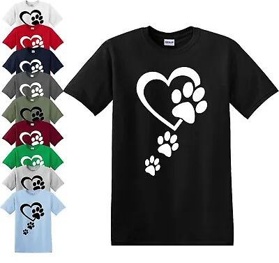 Buy PAW PRINT T-SHIRT FOOT PRINT Reg Cut Cat Dog Love Gift Funny T-shirts Xmas Top T • 9.99£
