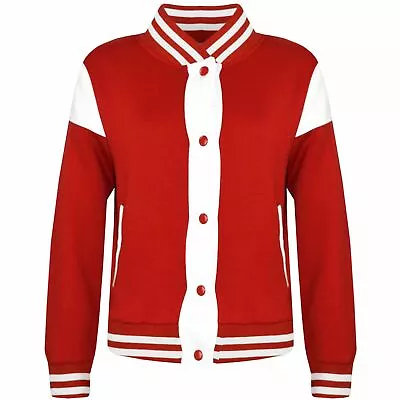 Buy Kids B.B Plain Jacket New Red Varsity Style Long Sleeve Coat Girls Boys 2-13 Yrs • 11.99£
