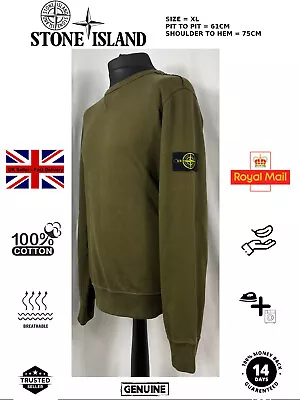 Buy Mens Green Stone Island Jumper Cotton Crew Casual Plain LongSleeve Sweatshirt XL • 79.99£