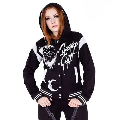 Buy Cupcake Cult Midnight Kitty Varsity Jacket Ladies Black Goth Emo Punk • 44.99£