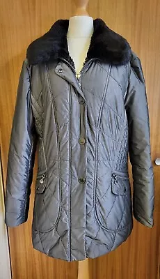 Buy Gerry Weber Ladies Grey With Removable Lining & Fur Collar Puffer Jacket. Size M • 24£