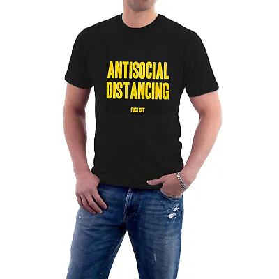 Buy Antisocial Distancing T-shirt Go Away / F**k Off Social Face Mask Space Tee  • 14£