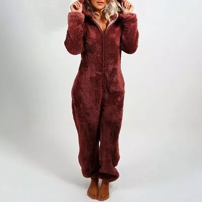 Buy Women Men 1Onesie Teddy Bear Fleece Pyjama Fluffy All In One Jumpsuit Loungewear • 12.89£