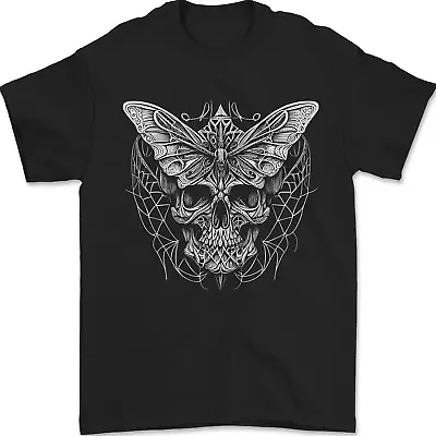 Buy A White Moth Skull Mens T-Shirt 100% Cotton • 10.48£