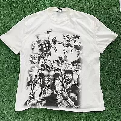 Buy Vintage T Shirt Mens XXL White Graphic Print Marvel Comics Mad Engine • 18£