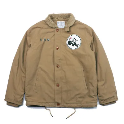 Buy New Men's Navy USN N1 Deck Jacket Military Flight Jackets Winter Fleece Coat UK • 55.18£