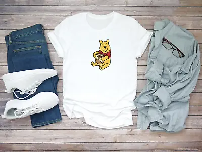 Buy Winnie The Pooh Funny Cartoon Characters Short Sleeve White Men T Shirt • 9.92£