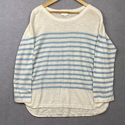 Buy Witchery Top Womens Extra Large Blue White Striped Long Sleeve Linen Viscose • 12.61£