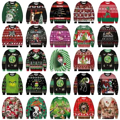 Buy Mens Womens Cartoon Santa Claus Christmas Jumper Sweatshirt Pullover Tops Gift • 17.99£