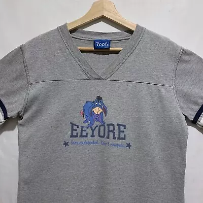 Buy Vintage 90s Eeyore Disney Pooh Baby Tee T Shirt Size Medium Gray • 19.29£
