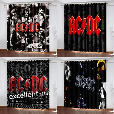 Buy 3D ACDC Rock Band Ready Made Pair Thick Thermal Blackout Curtain Ring Top Eyelet • 20.02£