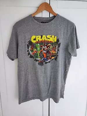 Buy CRASH Bandicoot Retro Game Mens Grey T-shirt Size M Print Cracked A Bit On... • 4.99£