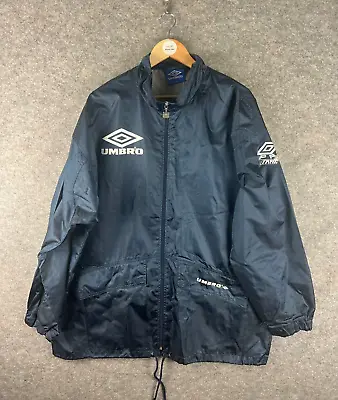 Buy Vintage Umbro Pro Training Rain Jacket Mens Medium Blue Football Oversized 90s • 19.12£