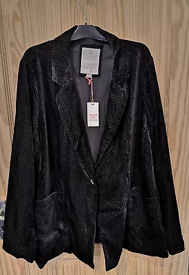 Buy White Stuff Ladies Jacket. Size 18 Black Velvet Chevron Design. New With Tags • 60£