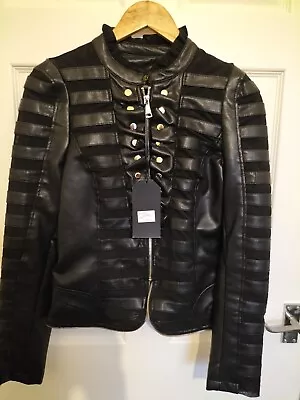 Buy Black Faux Leather Jacket Mesh Zips Goth Punk Dist Alt Rave Grunge Emo • 50£