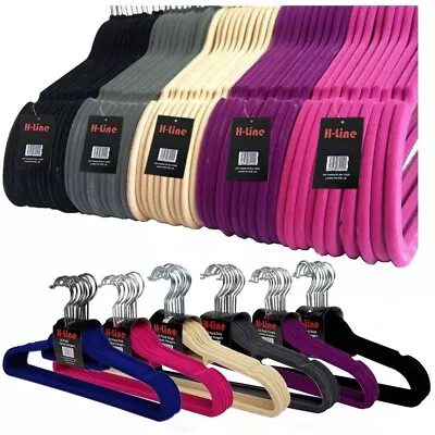Buy Non Slip Flocked Coat Clothes Hangers Velvet Trouser Hanging Space Saving • 5.95£
