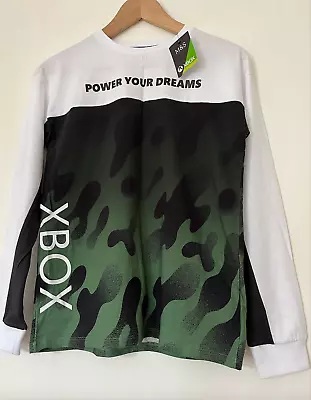 Buy Brand New M&S Xbox Official Boy's Long Sleeved Top / T Shirt, Dark Green / White • 4£