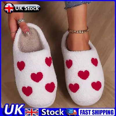 Buy Heart Shape Flat Thermal Slippers Cute Fluffy Preppy Slippers Cartoon For Winter • 7.69£