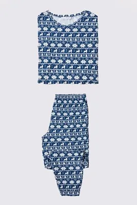 Buy In The Style Blue Fairisle Print Long Sleeve Christmas Pyjamas • 10£