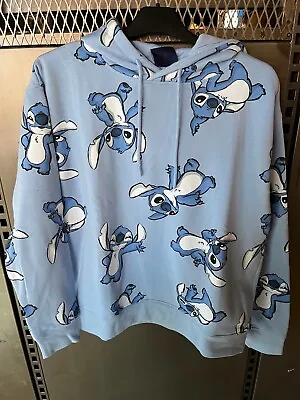 Buy Stitch Blue Disney Hooded Sweatshirt Hoodie Jumper Ladies Primark • 23.49£