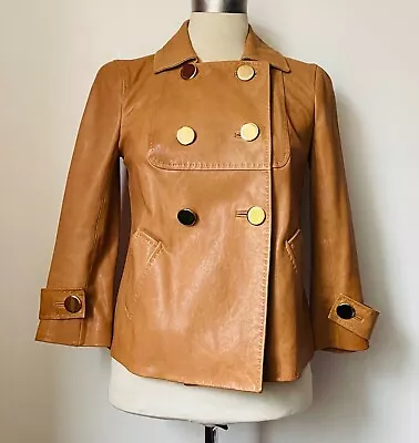 Buy Tory Burch Leather Swing Jacket Gold Buttons Us 4 Uk 8/10 • 150£