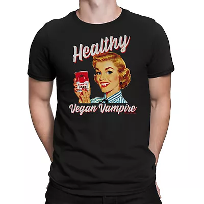 Buy Mens T-Shirt HEALTHY VEGAN VAMPIRE Tomato Soup Advert Blood Myth Organic Tee • 8.95£
