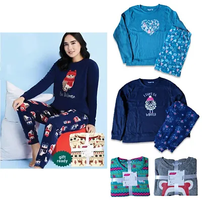 Buy Ladies Womens Printed Christmas Winter Warm Pyjamas PJs Set Nightwear Size 8-22 • 10.99£