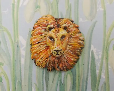 Buy LION BROOCH Lion Pin Wildlife Wedding Corsage Wild Cat Pin-HANDMADE HAND PAINTED • 7.99£
