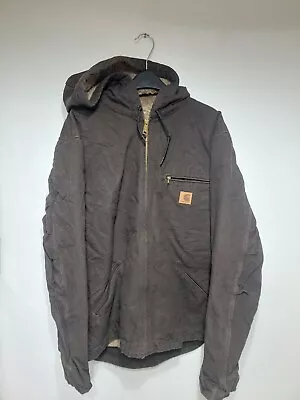 Buy Carhartt J141 Brown Long Sleeve Sherpa Lined Full Zip Hooded Jacket • 90£