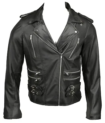Buy Ladies Fashion Black Soft Real Leather Jacket Style 763  • 29.99£