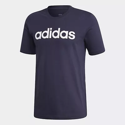 Buy Adidas Essentials Linear Logo Tee Mens - 100% Cotton T-Shirt - Navy - Medium • 15.99£