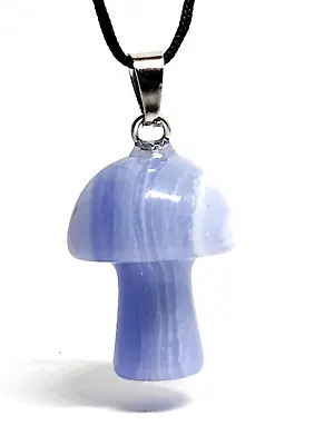 Buy Blue Lace Mushroom Pendant Necklace Crystal Natural Gemstone Spiritual Jewellery • 4.95£