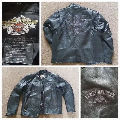 Buy Genuine Harley Davidson Black Leather Jacket Size XL • 50.62£