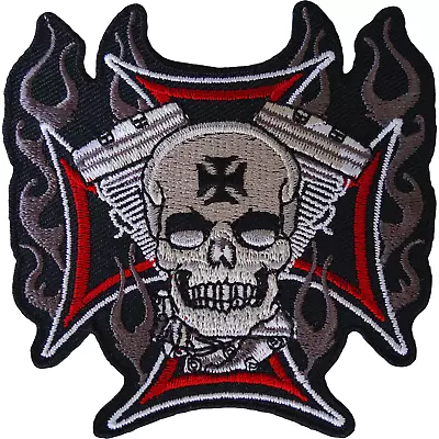 Buy Skull Cross Patch Iron Sew On Cloth Embroidered Badge Motorbike Motorcycle Biker • 2.79£