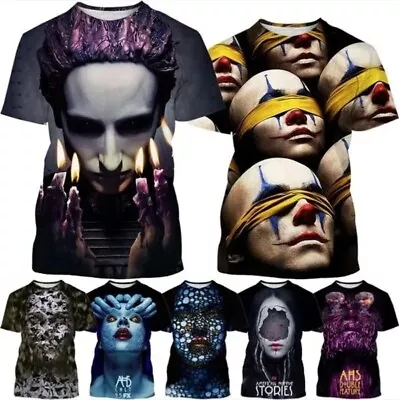 Buy American Horror Story 3D Print Women Men Short Sleeve T-shirt Tops Casual • 9.59£