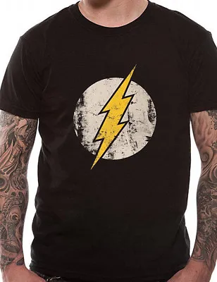 Buy Official The Flash Distressed Logo T Shirt Mens Unisex Black NEW XL • 11.99£
