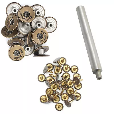 Buy Hammer On Denim Replacement Jeans Button With Pins And Hand Tool DIY Jacket 20mm • 6.69£