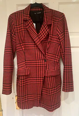 Buy Zara Red Check Jacket Large NWTS • 20£