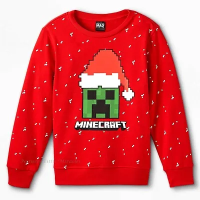 Buy MINECRAFT Christmas Shirt Boys Size 12 14 16 XL Holiday Sweatshirt Sweater Girls • 23.84£
