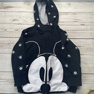 Buy 4 Years Mickey Mouse Disney Hoodie Black Hoody Zip Up Jumper Pockets White  • 5.10£